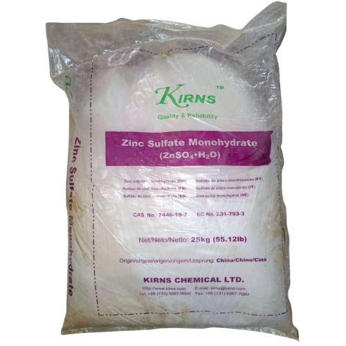 Zinc Sulfate Monohydrate product packaging by Kirns Chemical Ltd.